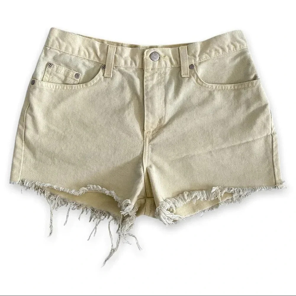 Y2k Yellow Zena Cut Off Denim Shorts
